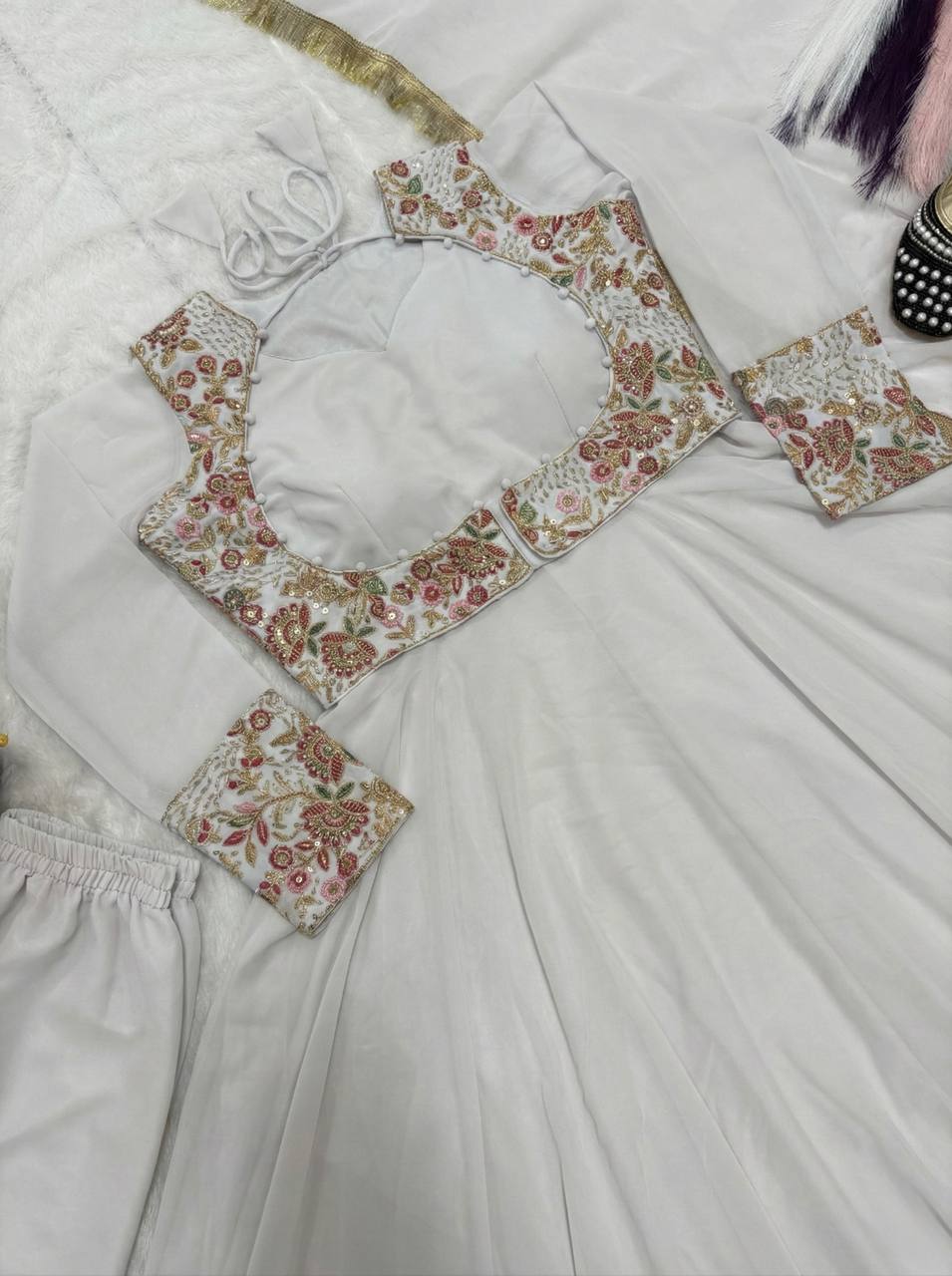 Ethereal Ivory Embroidered Jacket Set